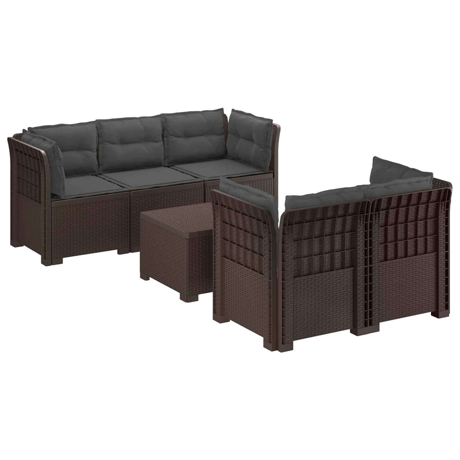 vidaXL 5-osobowa sofa ogrodowa z poduszkami w stylu rattanowym PP