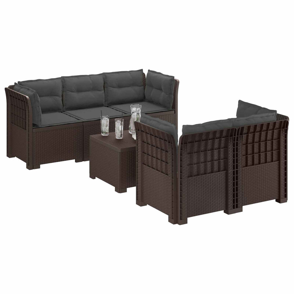 vidaXL 5-osobowa sofa ogrodowa z poduszkami w stylu rattanowym PP