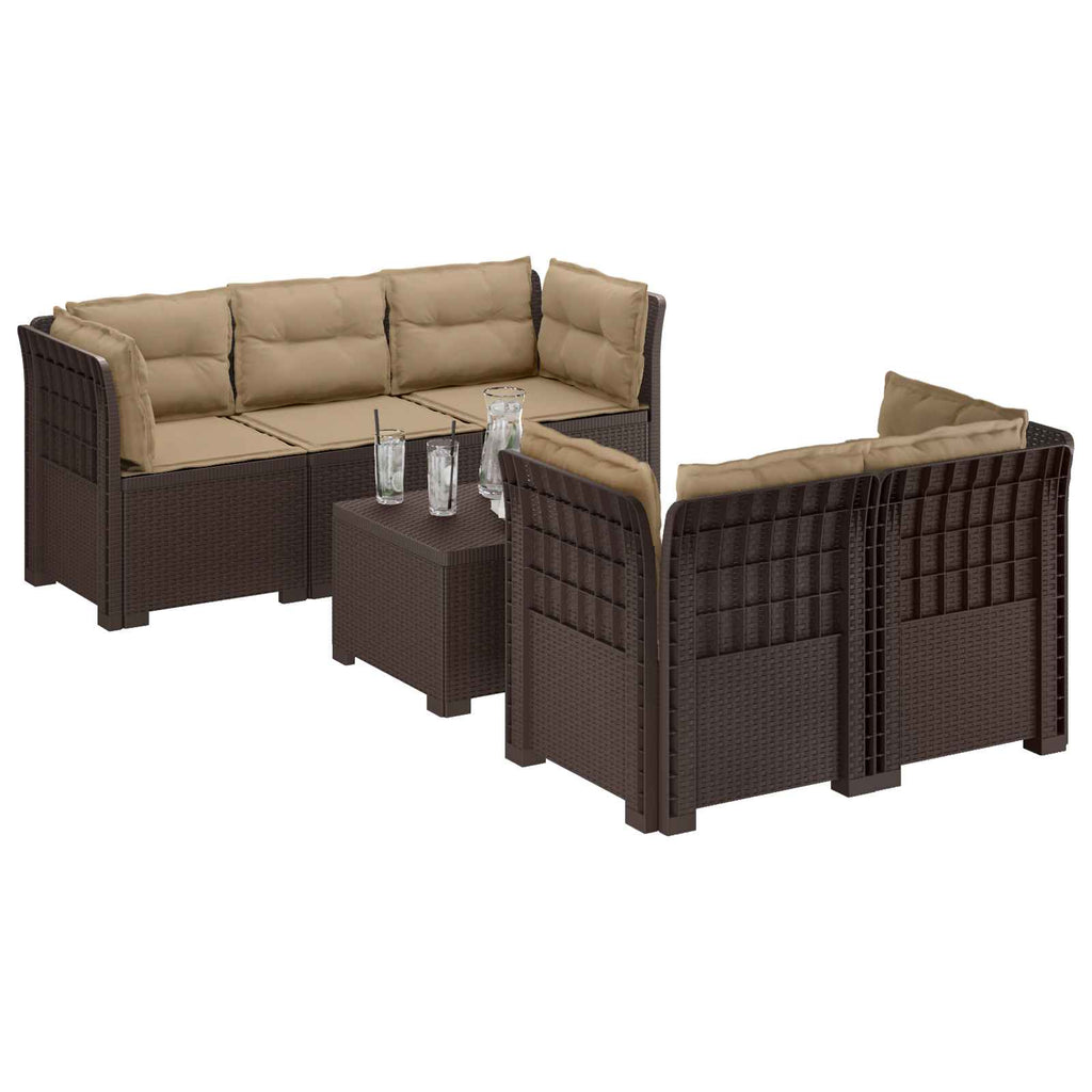vidaXL 5-osobowa sofa ogrodowa z poduszkami w stylu rattanowym PP