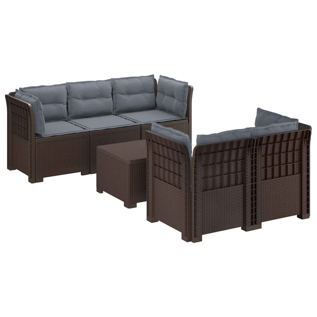 vidaXL 5-osobowa sofa ogrodowa z poduszkami w stylu rattanowym PP