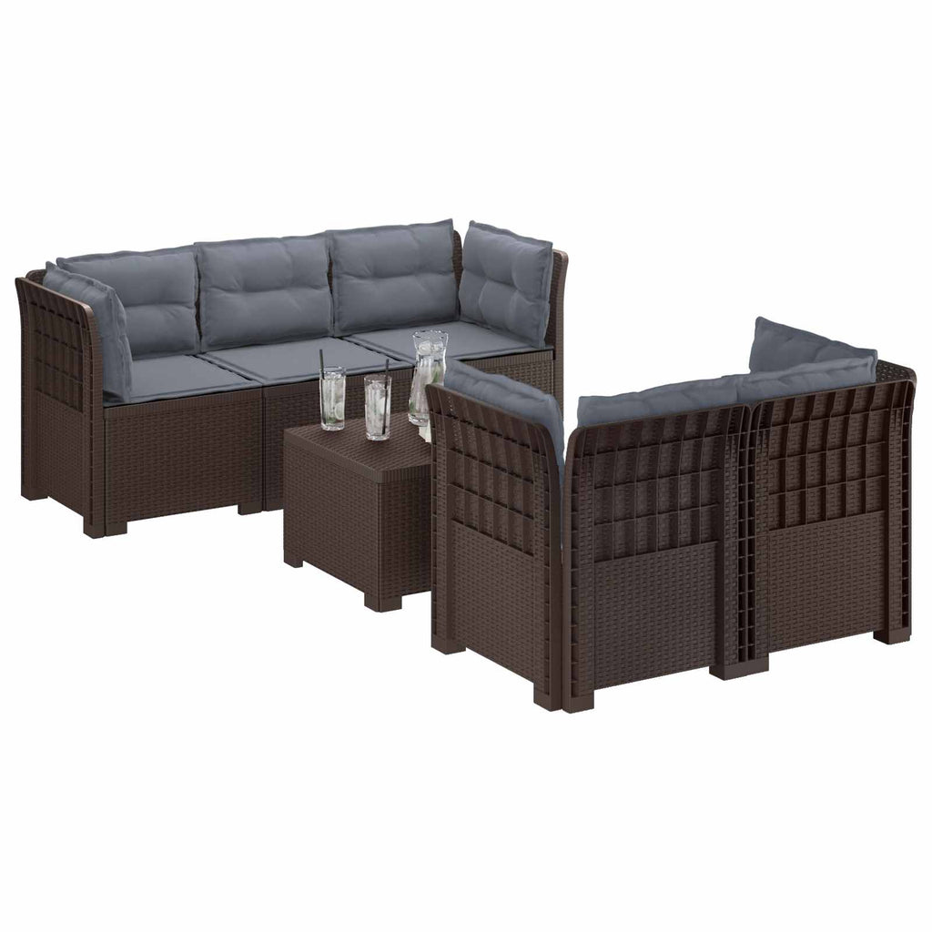 vidaXL 5-osobowa sofa ogrodowa z poduszkami w stylu rattanowym PP