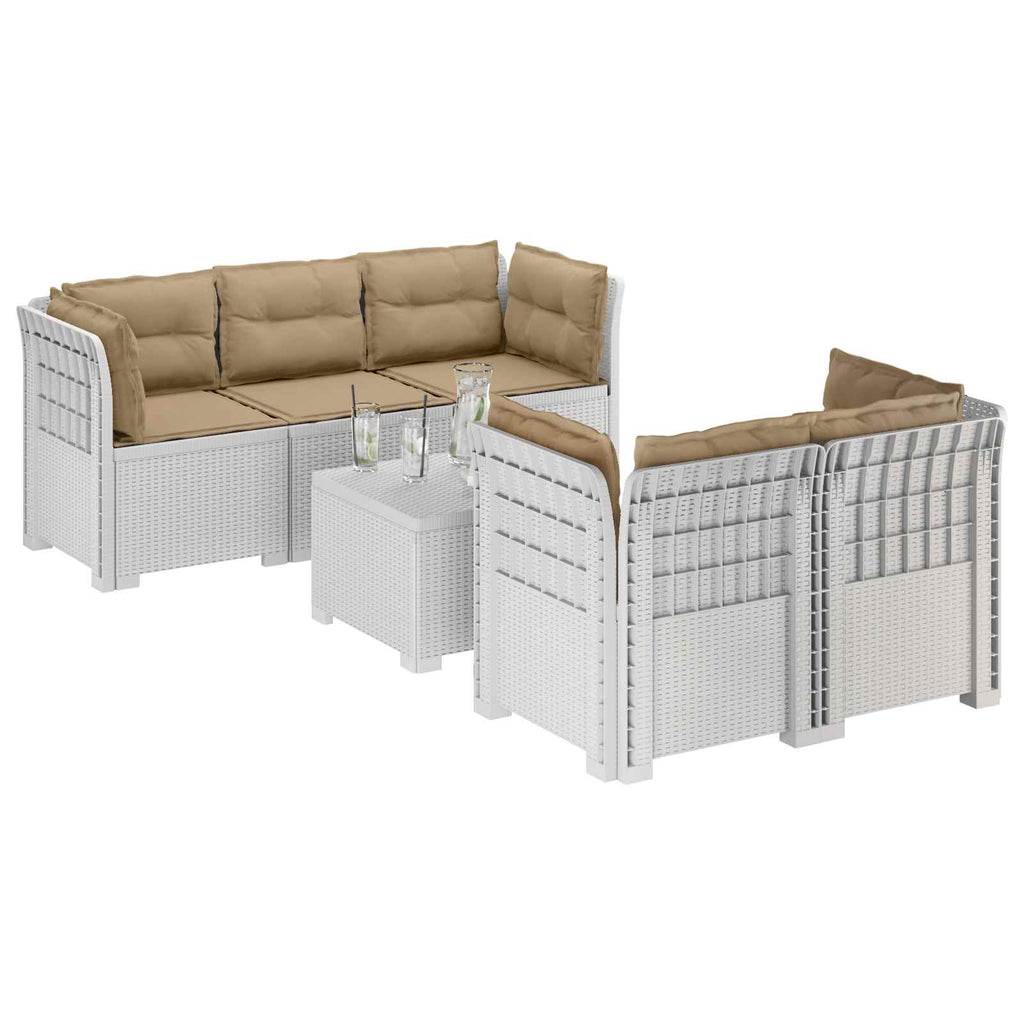 vidaXL 5-osobowa sofa ogrodowa z poduszkami w stylu rattanowym PP