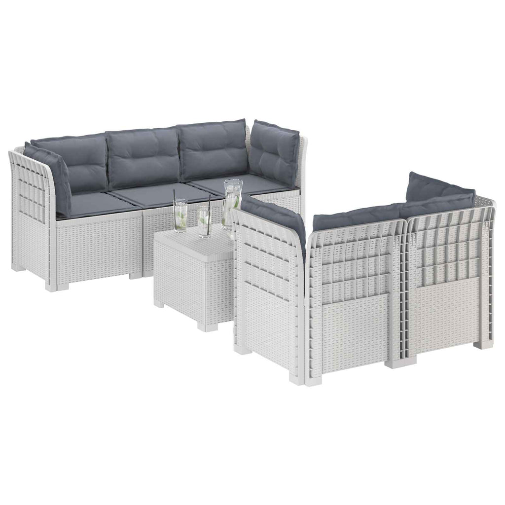 vidaXL 5-osobowa sofa ogrodowa z poduszkami w stylu rattanowym PP