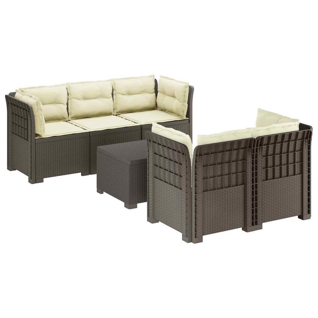 vidaXL 5-osobowa sofa ogrodowa z poduszkami w stylu rattanowym PP
