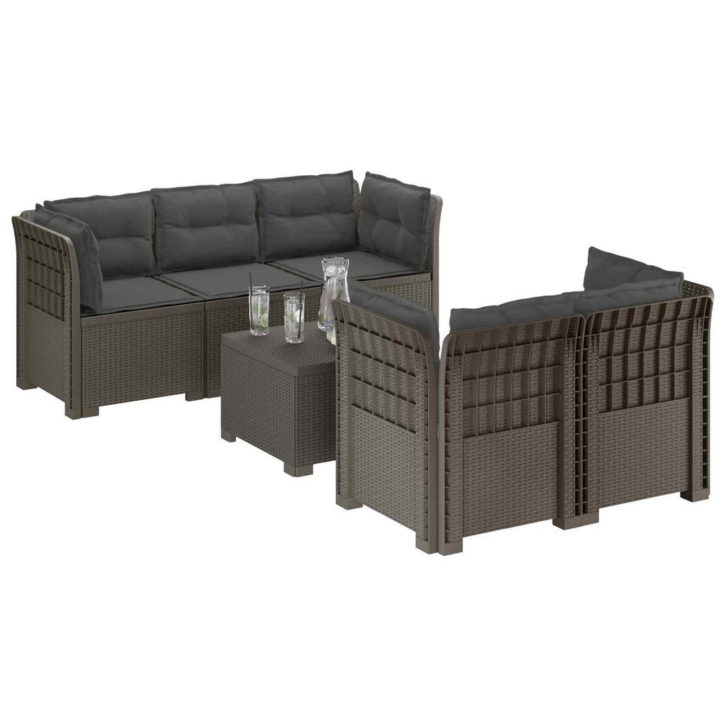 vidaXL 5-osobowa sofa ogrodowa z poduszkami w stylu rattanowym PP