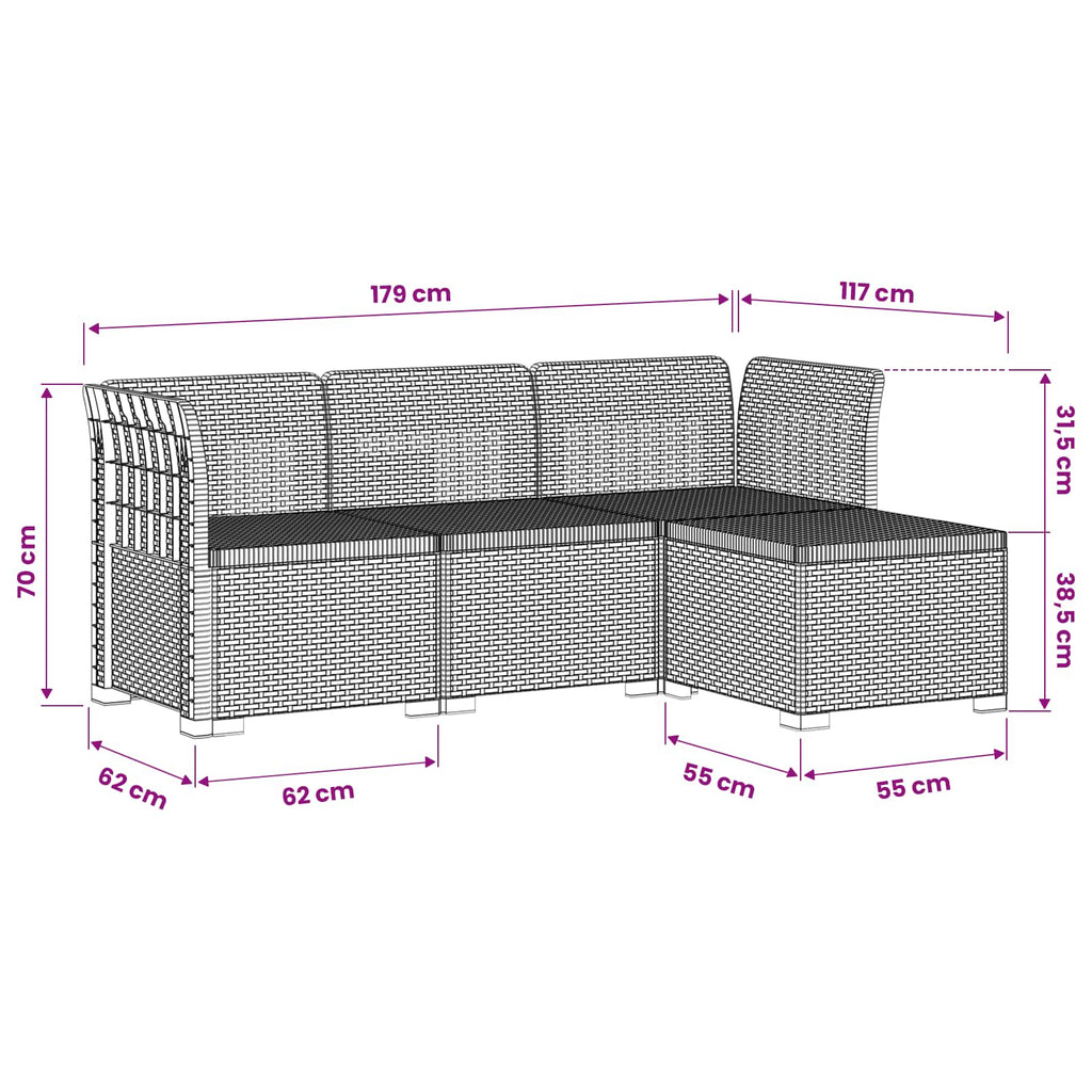 vidaXL Sofa ogrodowa dla 4 osób w stylu rattanowym PP antracytowy