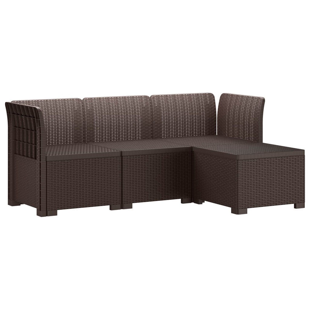 vidaXL Sofa ogrodowa dla 4 osób w stylu rattanowym PP brązowy
