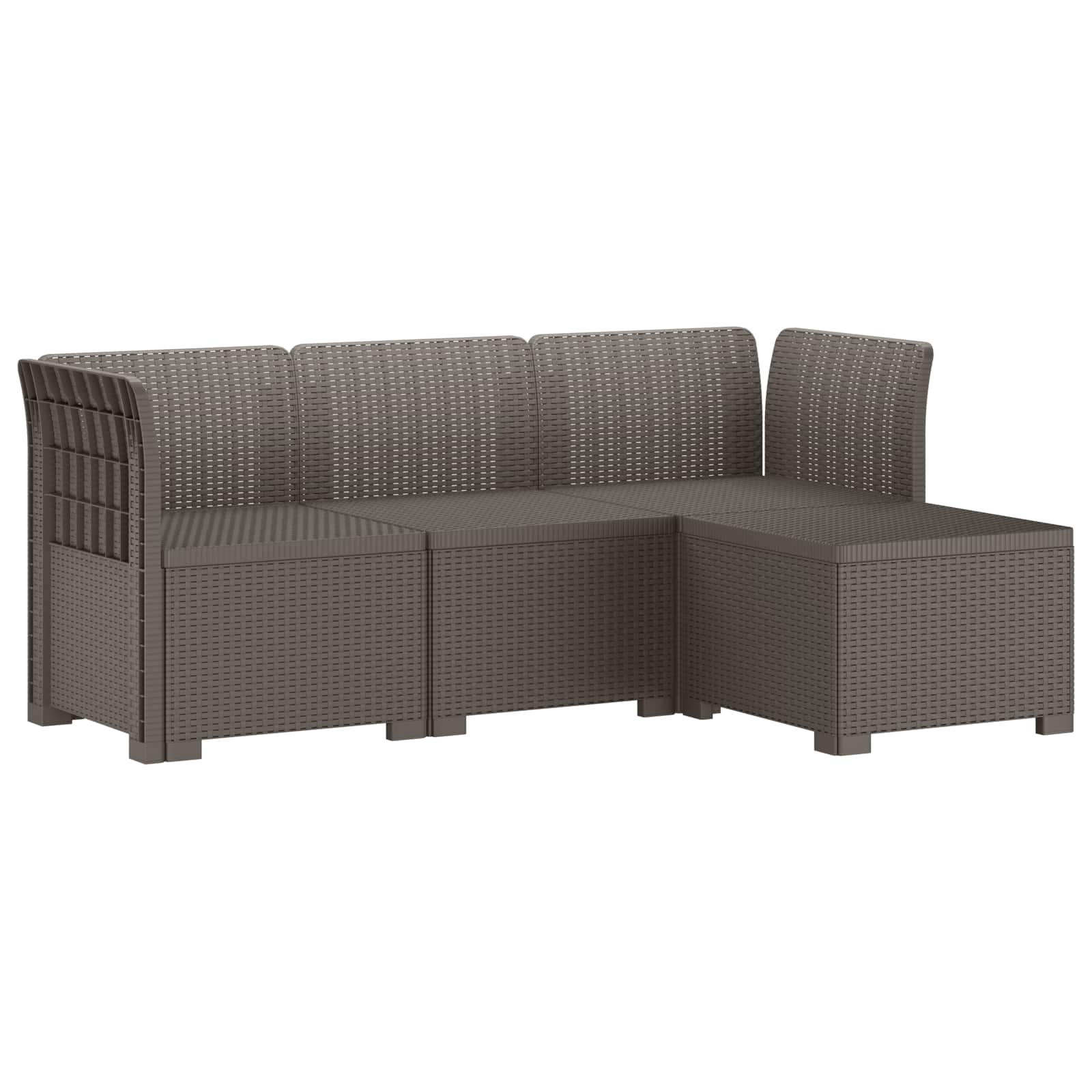vidaXL Sofa ogrodowa dla 4 osób w stylu rattanowym PP jasnoszary