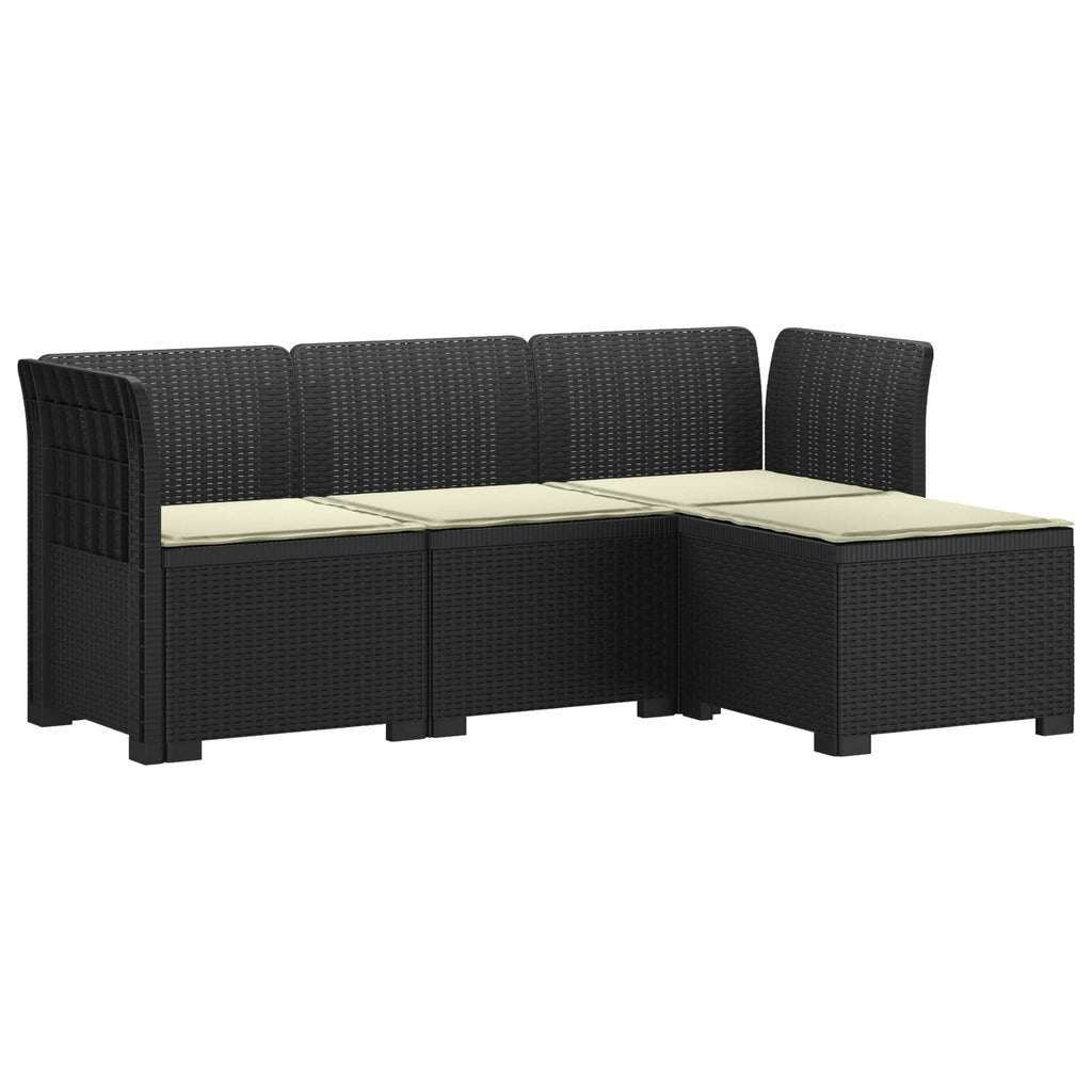 vidaXL Sofa ogrodowa dla 4 osób z poduszkami w stylu rattanowym PP