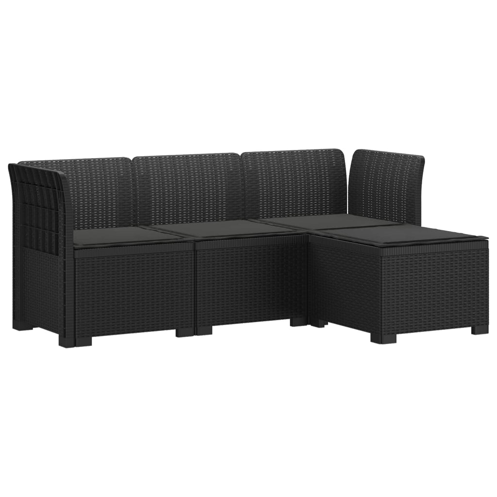 vidaXL Sofa ogrodowa dla 4 osób z poduszkami w stylu rattanowym PP