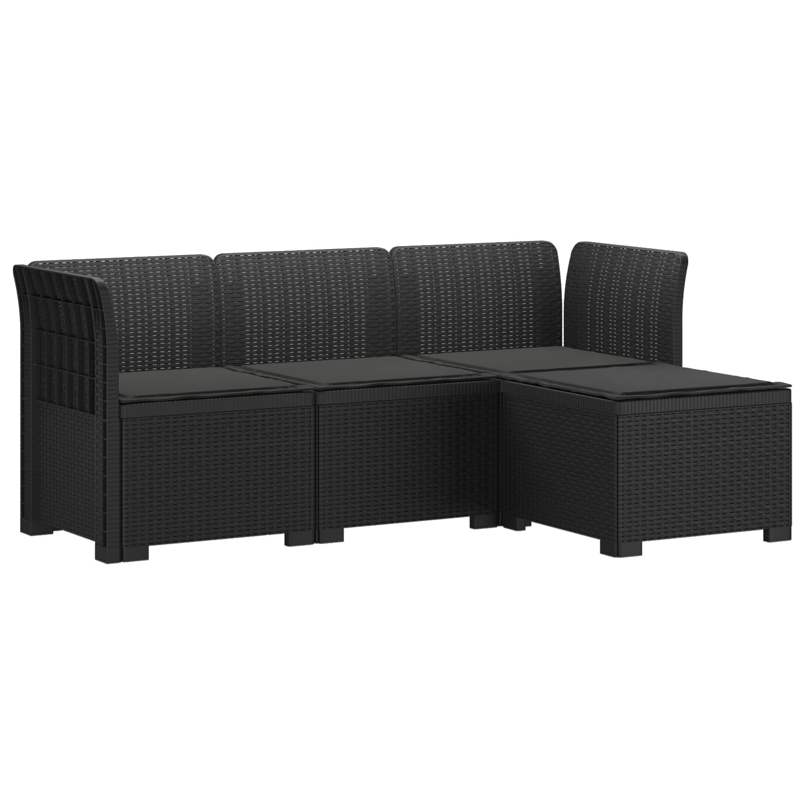 vidaXL Sofa ogrodowa dla 4 osób z poduszkami w stylu rattanowym PP