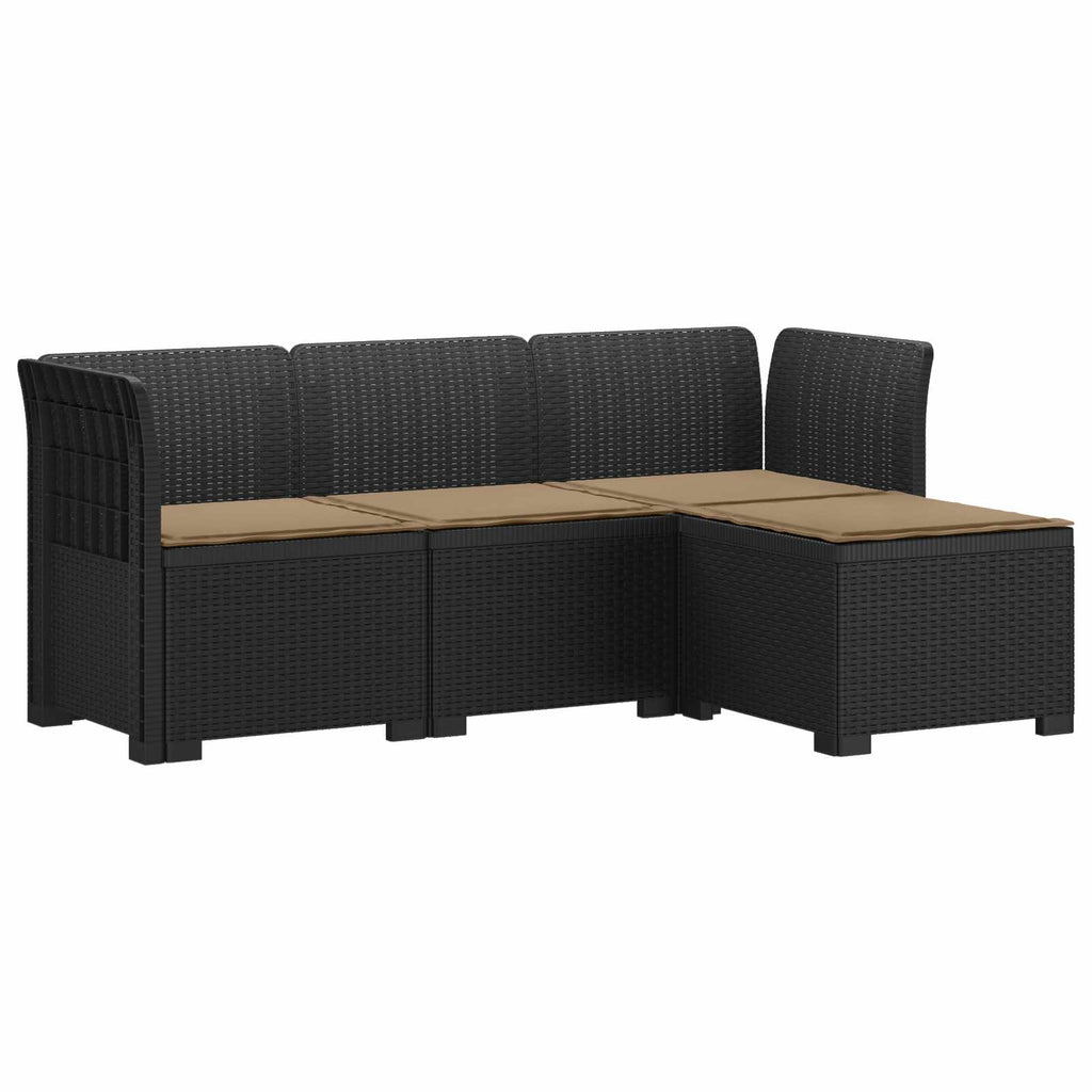 vidaXL Sofa ogrodowa dla 4 osób z poduszkami w stylu rattanowym PP