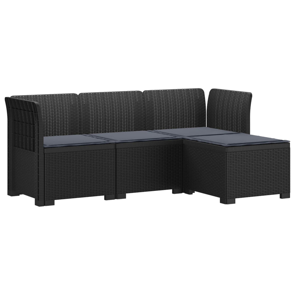 vidaXL Sofa ogrodowa dla 4 osób z poduszkami w stylu rattanowym PP