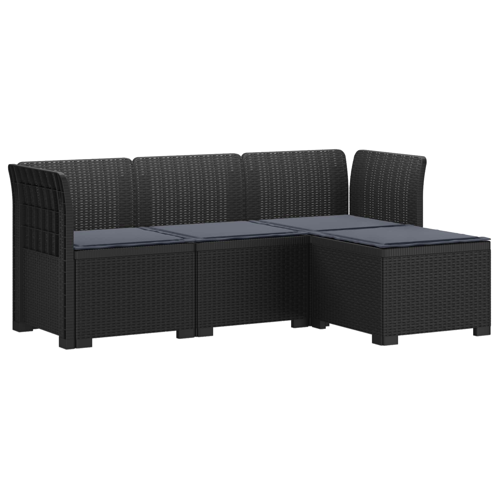 vidaXL Sofa ogrodowa dla 4 osób z poduszkami w stylu rattanowym PP