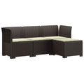 vidaXL Sofa ogrodowa dla 4 osób z poduszkami w stylu rattanowym PP