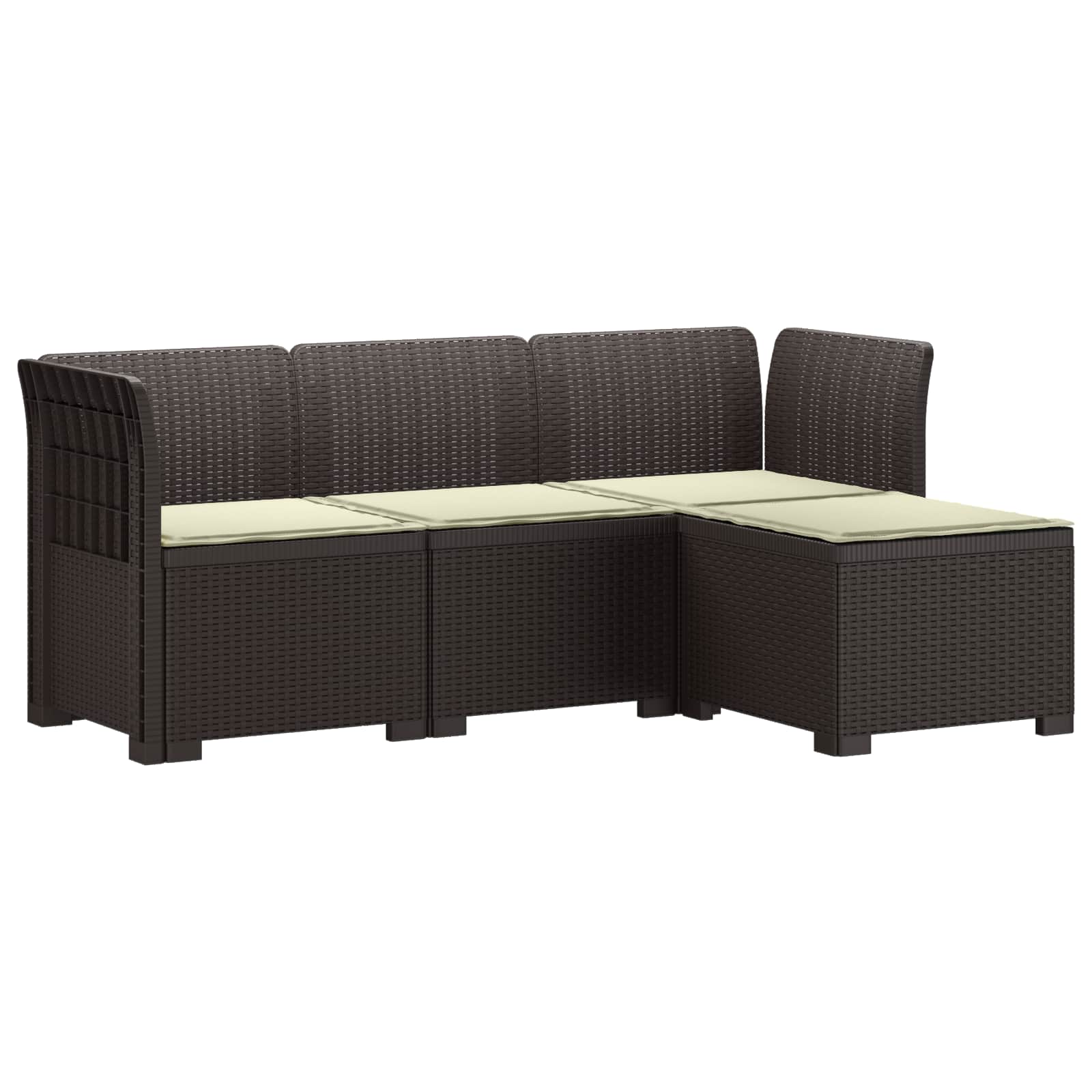 vidaXL Sofa ogrodowa dla 4 osób z poduszkami w stylu rattanowym PP