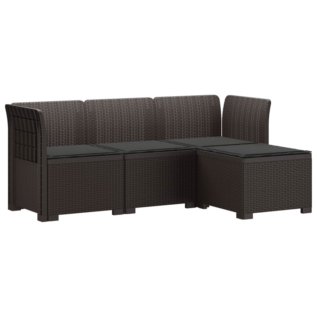 vidaXL Sofa ogrodowa dla 4 osób z poduszkami w stylu rattanowym PP
