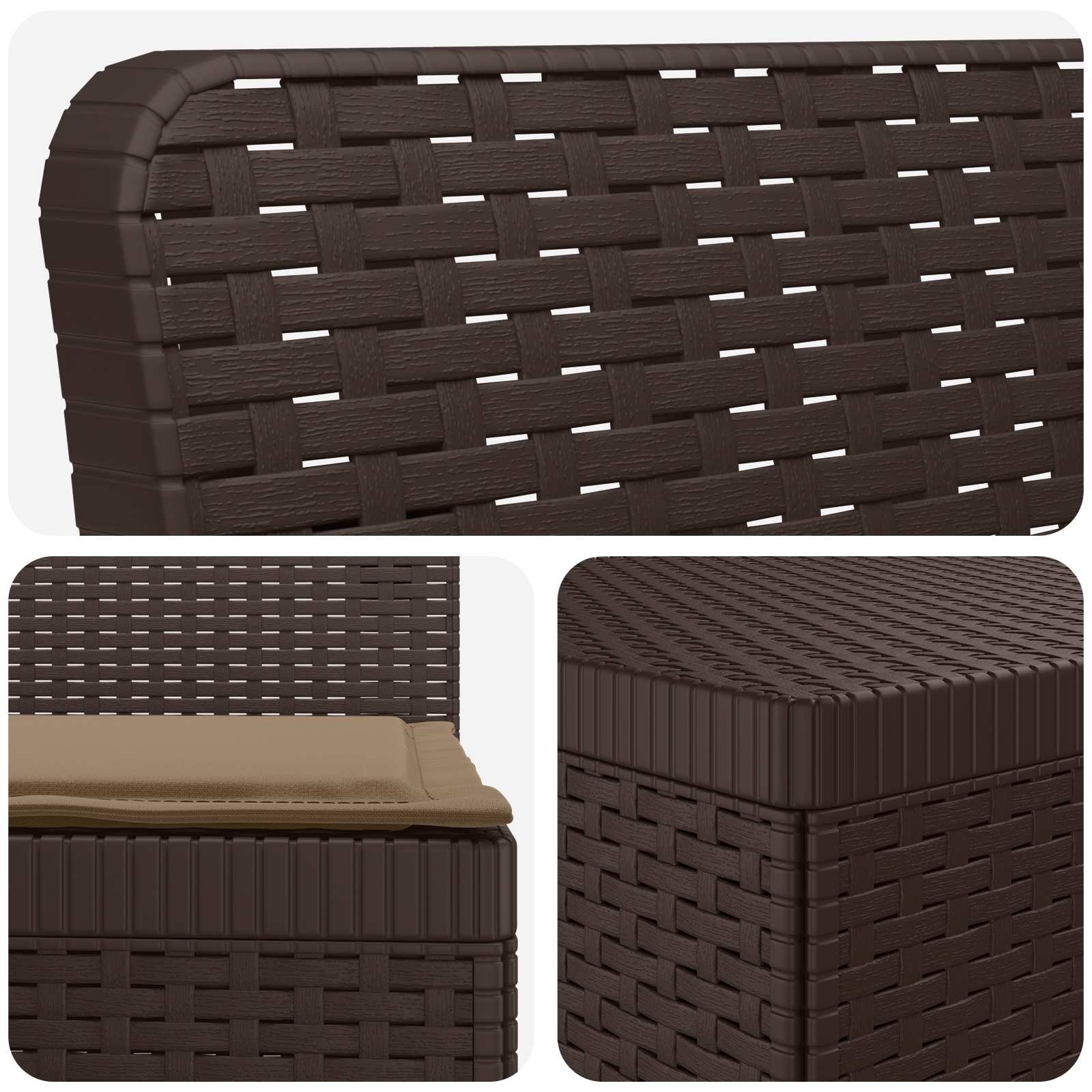 vidaXL Sofa ogrodowa dla 4 osób z poduszkami w stylu rattanowym PP