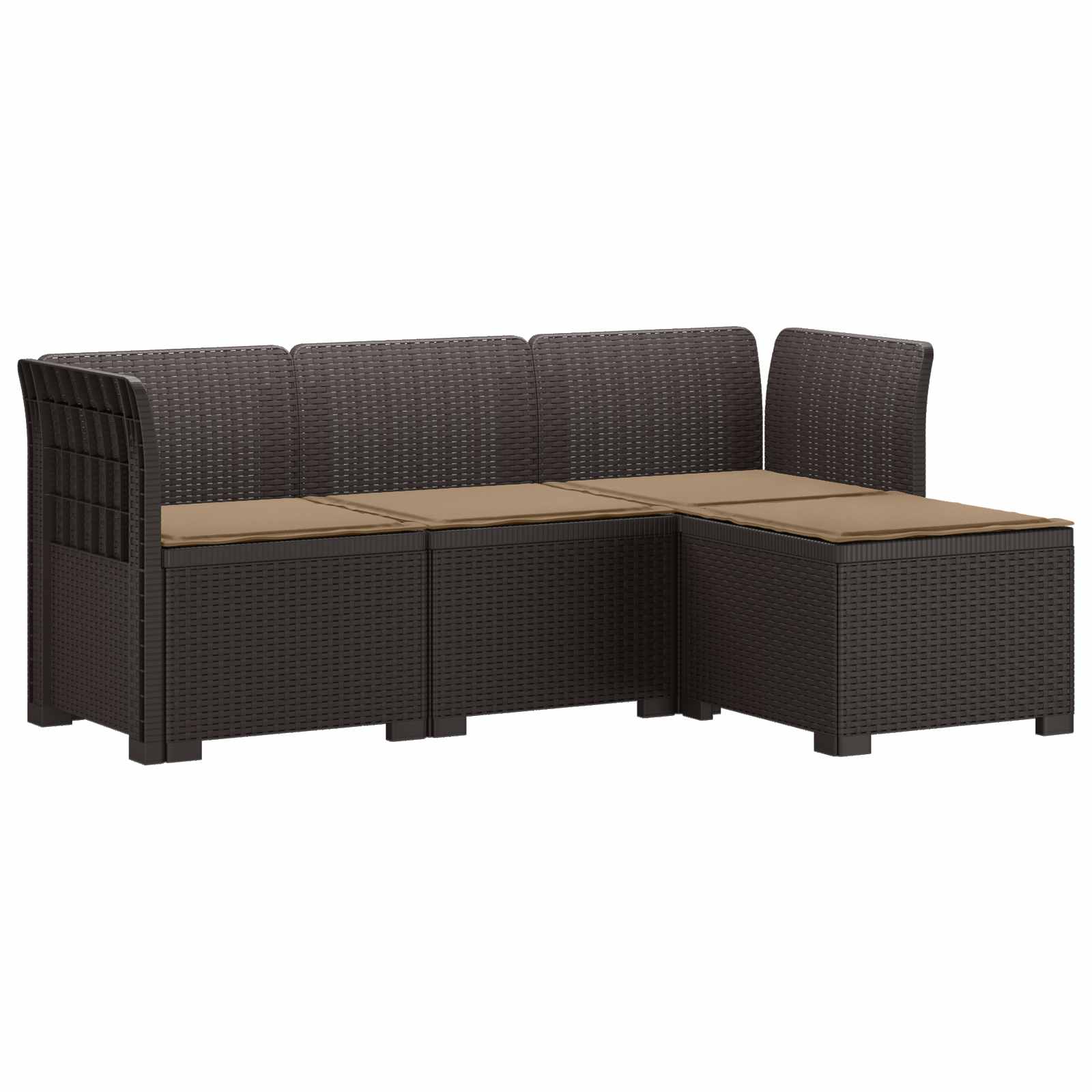 vidaXL Sofa ogrodowa dla 4 osób z poduszkami w stylu rattanowym PP