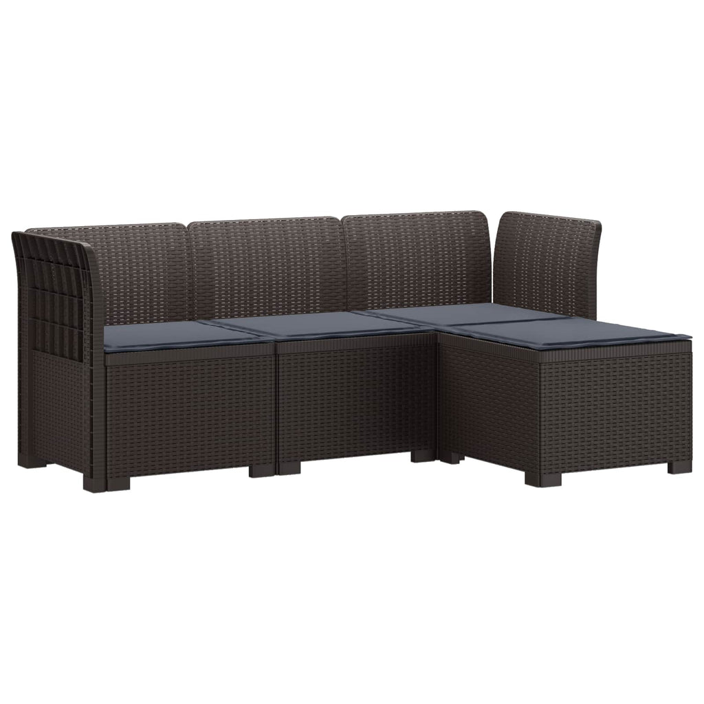 vidaXL Sofa ogrodowa dla 4 osób z poduszkami w stylu rattanowym PP