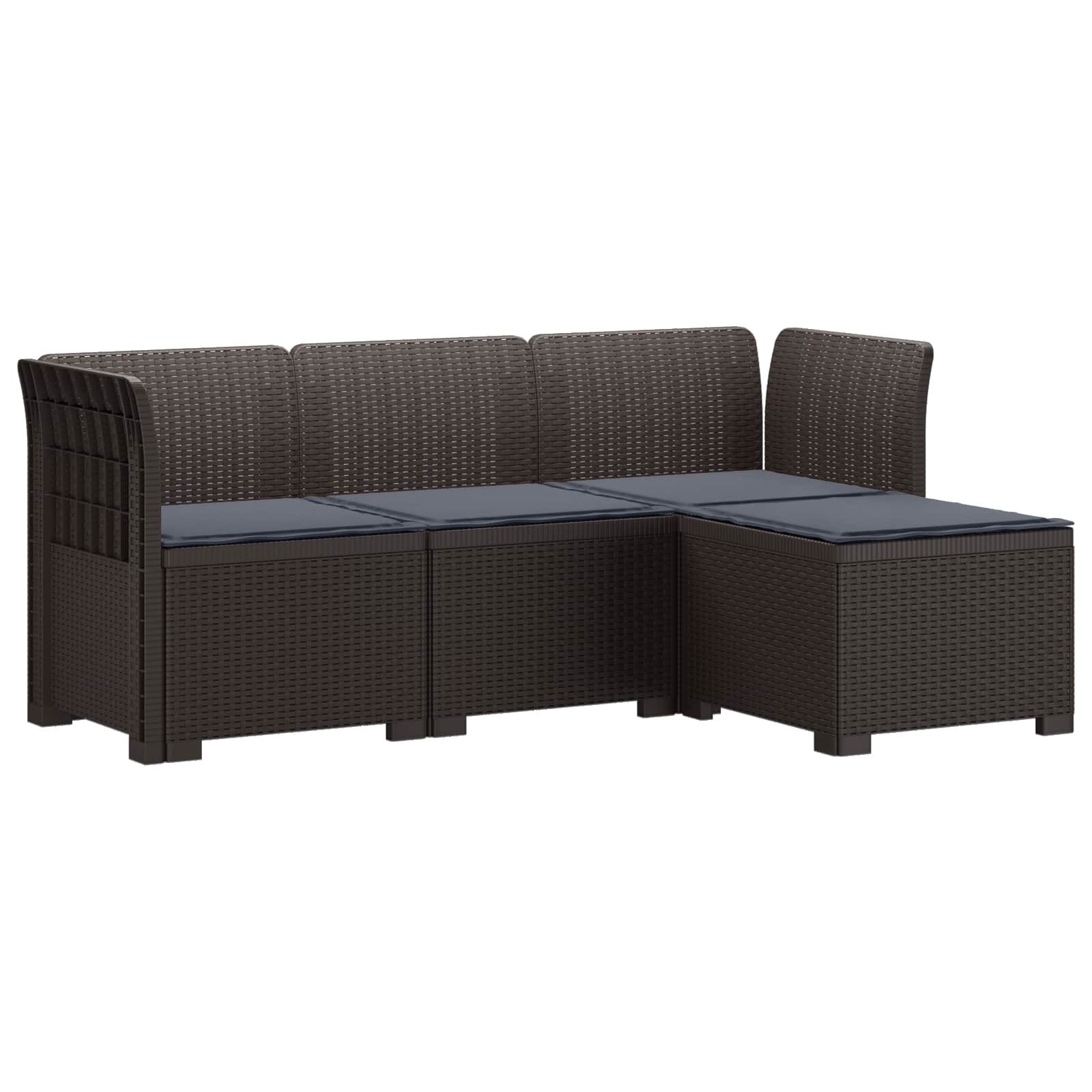 vidaXL Sofa ogrodowa dla 4 osób z poduszkami w stylu rattanowym PP
