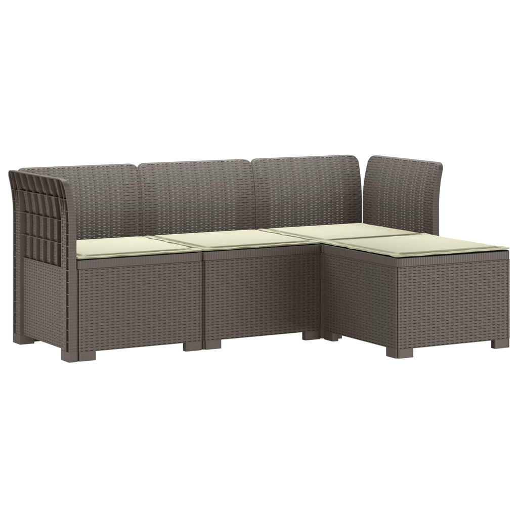 vidaXL Sofa ogrodowa dla 4 osób z poduszkami w stylu rattanowym PP