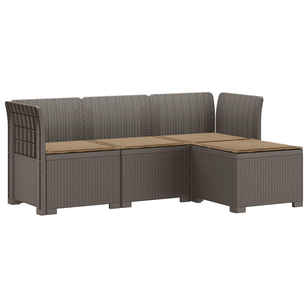 vidaXL Sofa ogrodowa dla 4 osób z poduszkami w stylu rattanowym PP