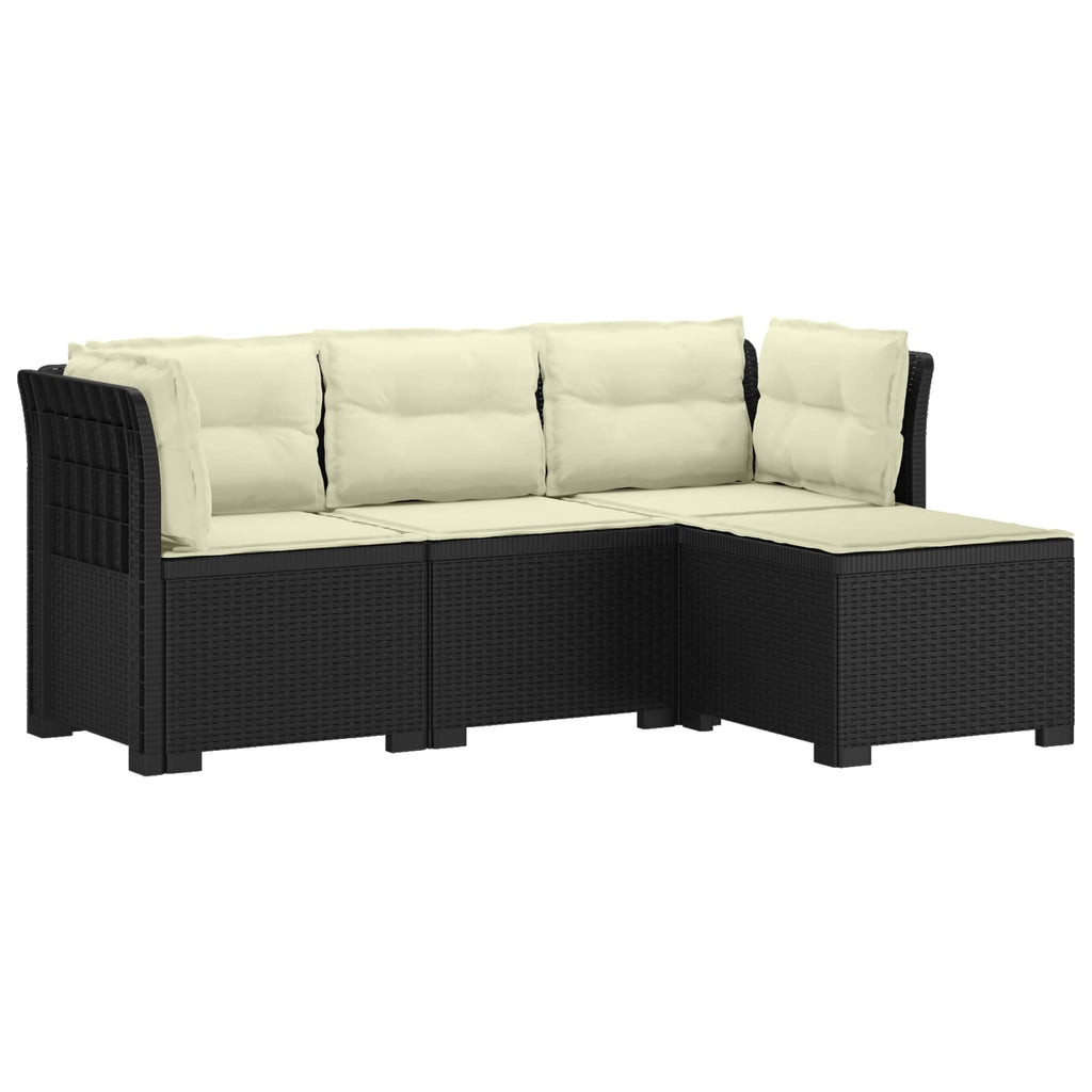 vidaXL Sofa ogrodowa dla 4 osób z poduszkami w stylu rattanowym PP