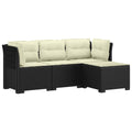 vidaXL Sofa ogrodowa dla 4 osób z poduszkami w stylu rattanowym PP