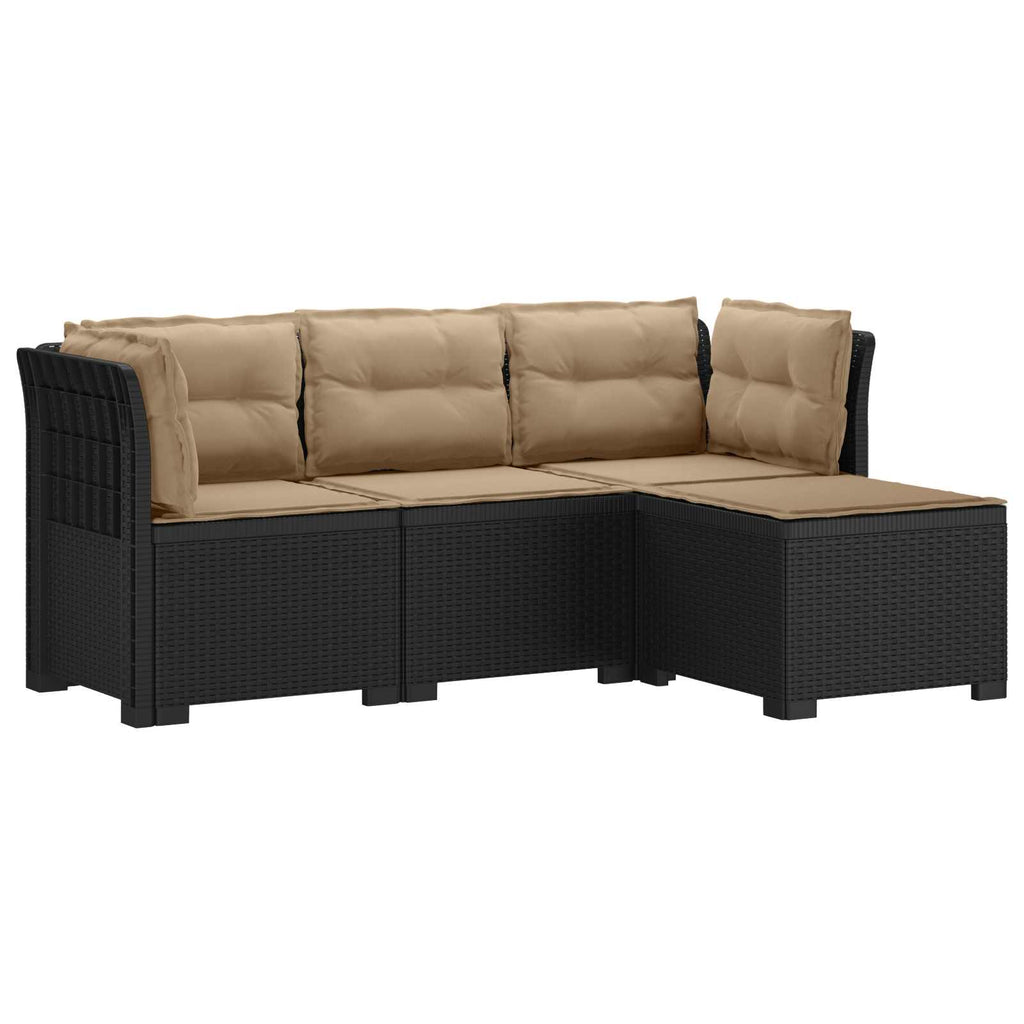vidaXL Sofa ogrodowa dla 4 osób z poduszkami w stylu rattanowym PP