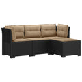 vidaXL Sofa ogrodowa dla 4 osób z poduszkami w stylu rattanowym PP