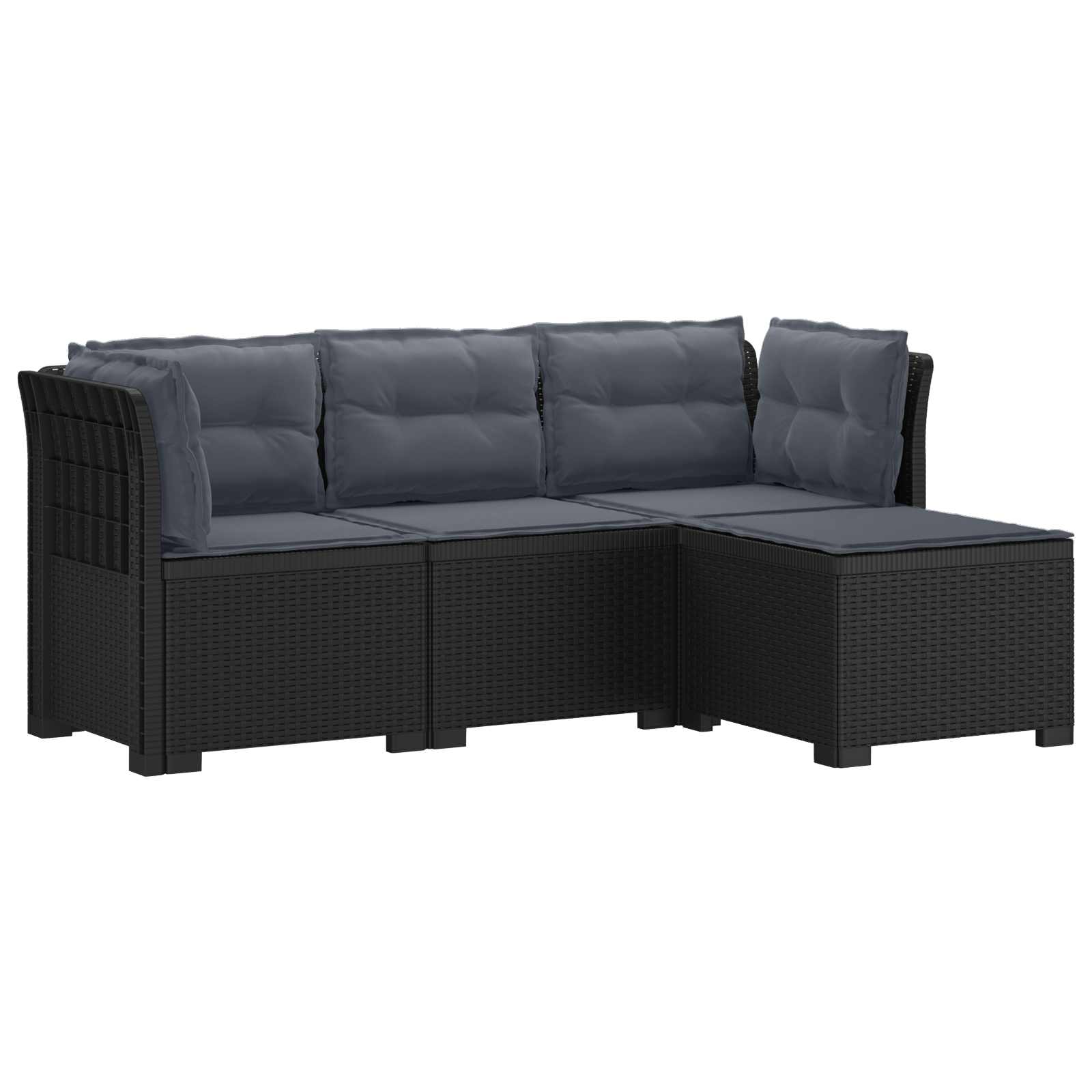 vidaXL Sofa ogrodowa dla 4 osób z poduszkami w stylu rattanowym PP