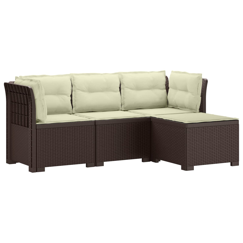 vidaXL Sofa ogrodowa dla 4 osób z poduszkami w stylu rattanowym PP