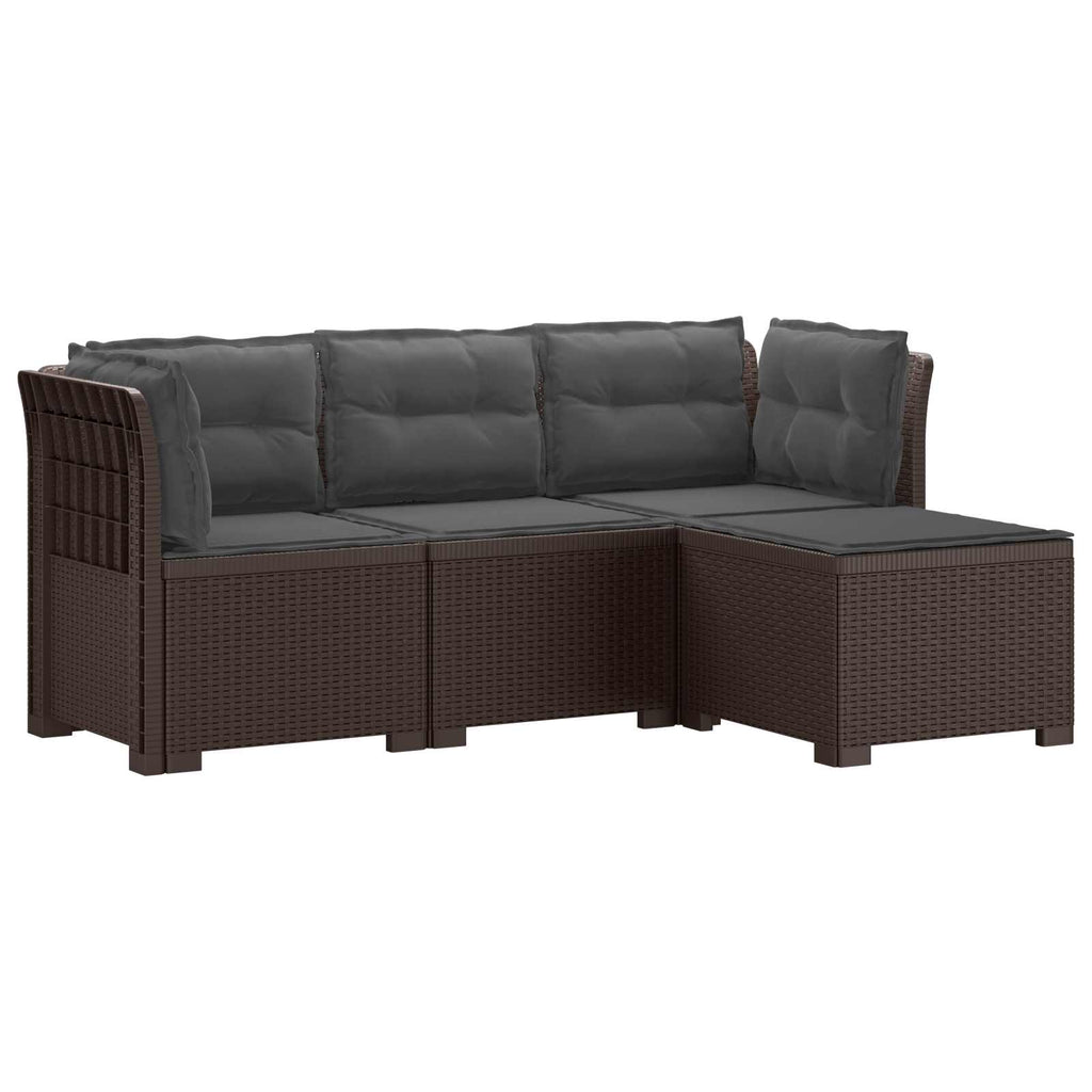 vidaXL Sofa ogrodowa dla 4 osób z poduszkami w stylu rattanowym PP