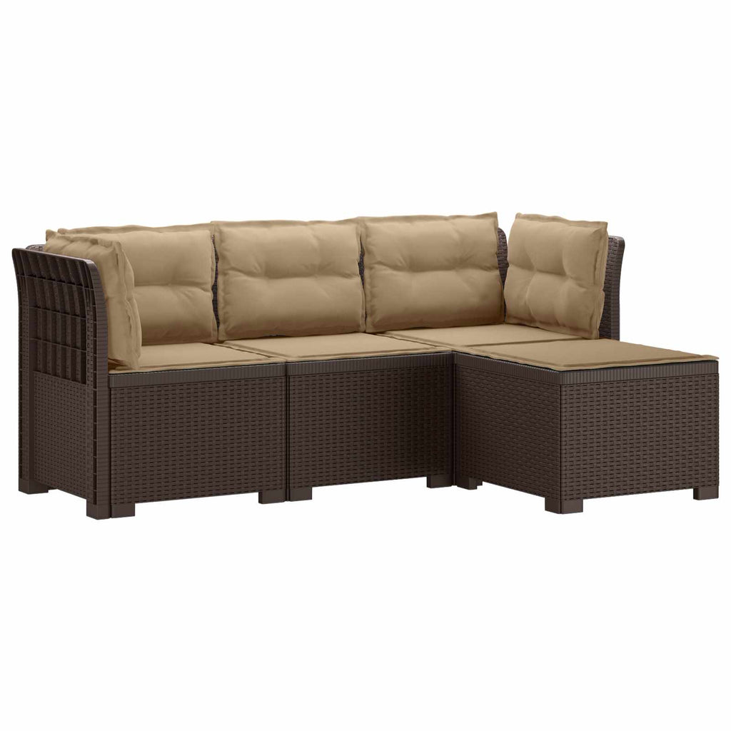 vidaXL Sofa ogrodowa dla 4 osób z poduszkami w stylu rattanowym PP