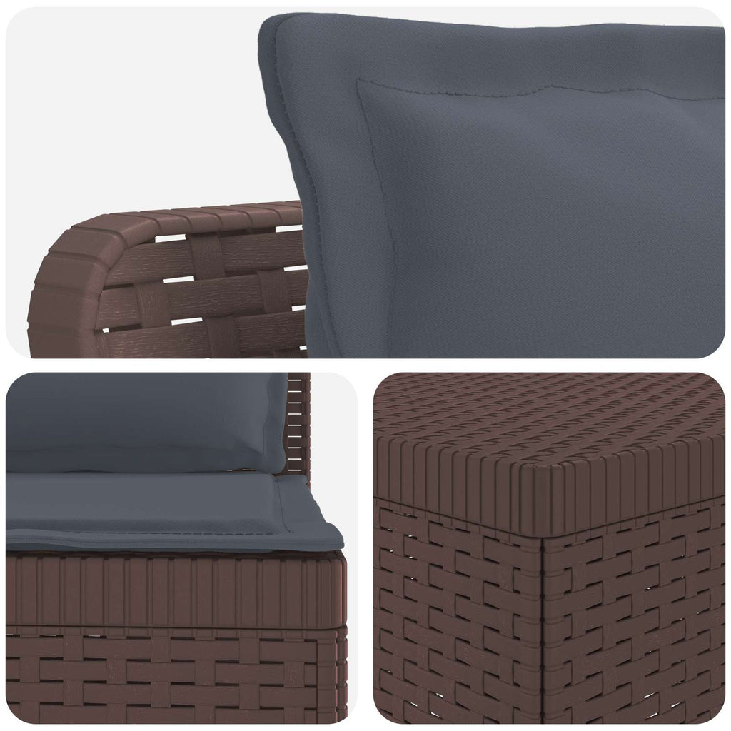 vidaXL Sofa ogrodowa dla 4 osób z poduszkami w stylu rattanowym PP