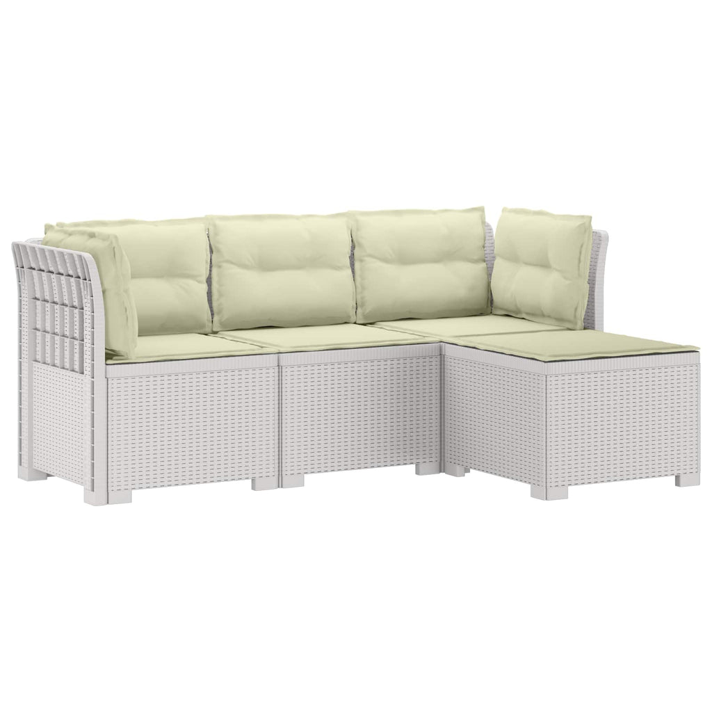 vidaXL Sofa ogrodowa dla 4 osób z poduszkami w stylu rattanowym PP
