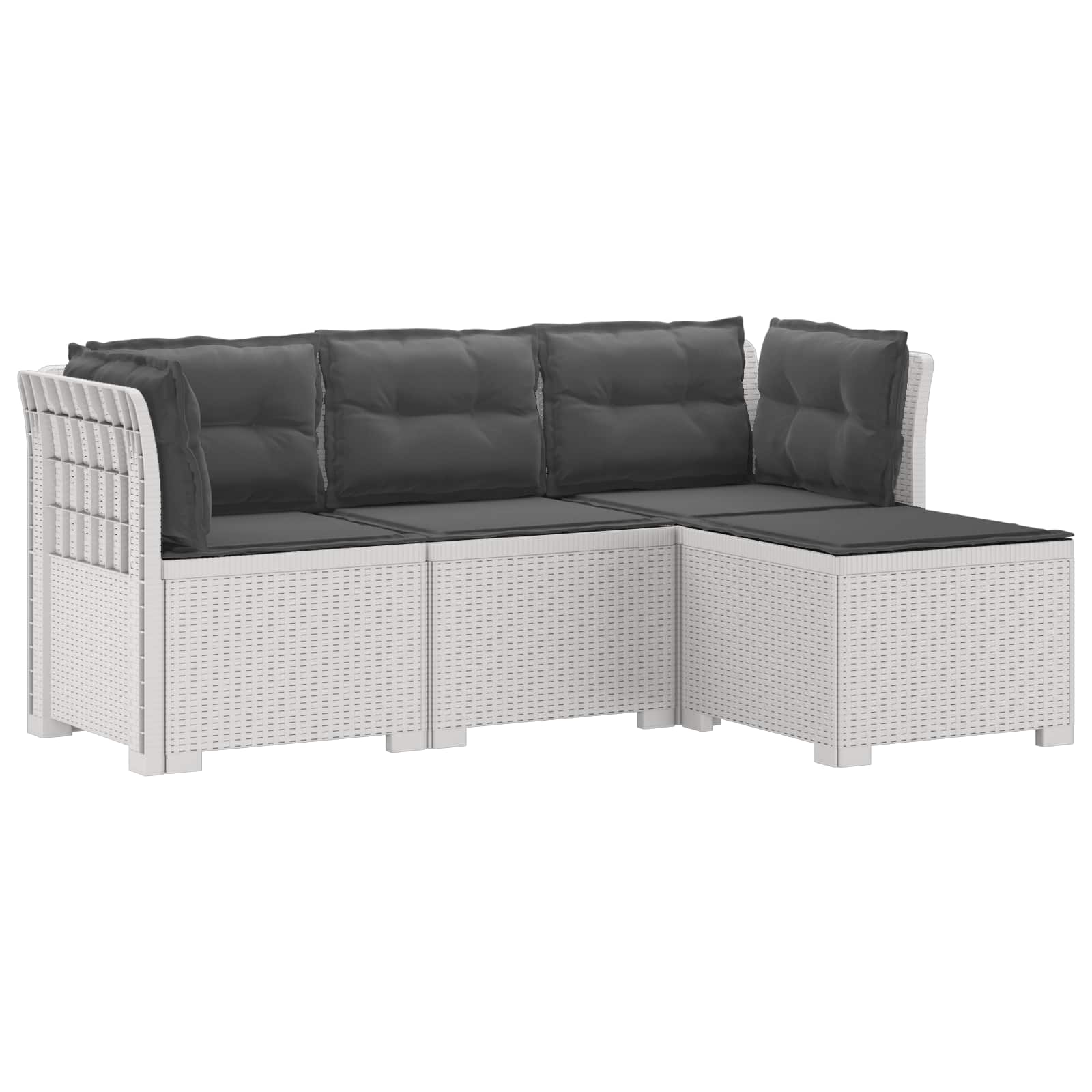 vidaXL Sofa ogrodowa dla 4 osób z poduszkami w stylu rattanowym PP