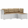 vidaXL Sofa ogrodowa dla 4 osób z poduszkami w stylu rattanowym PP