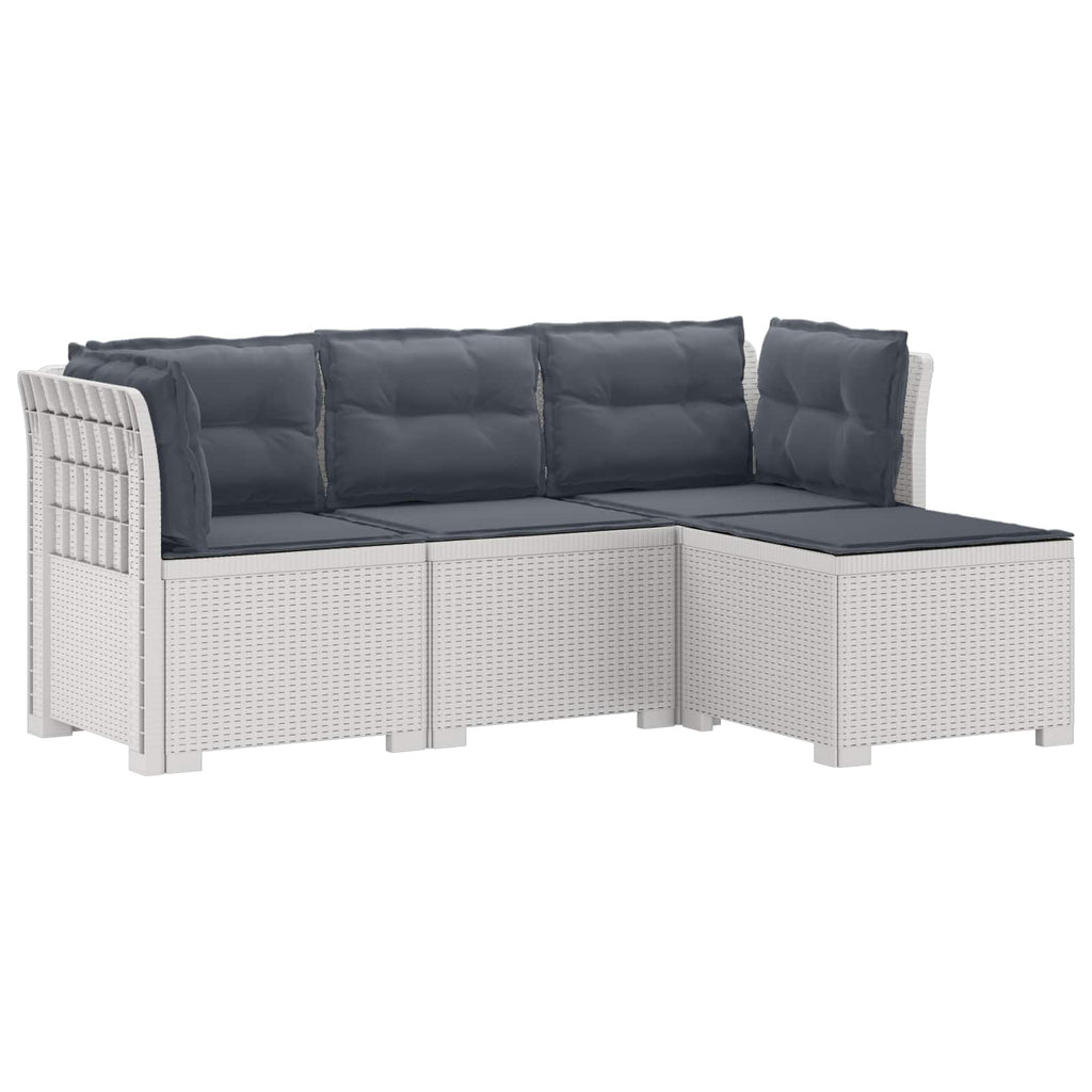 vidaXL Sofa ogrodowa dla 4 osób z poduszkami w stylu rattanowym PP