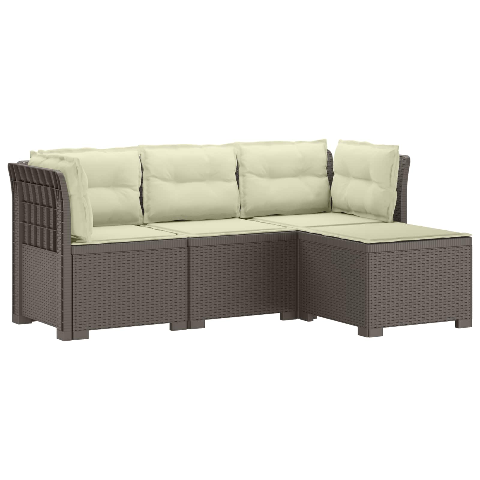vidaXL Sofa ogrodowa dla 4 osób z poduszkami w stylu rattanowym PP