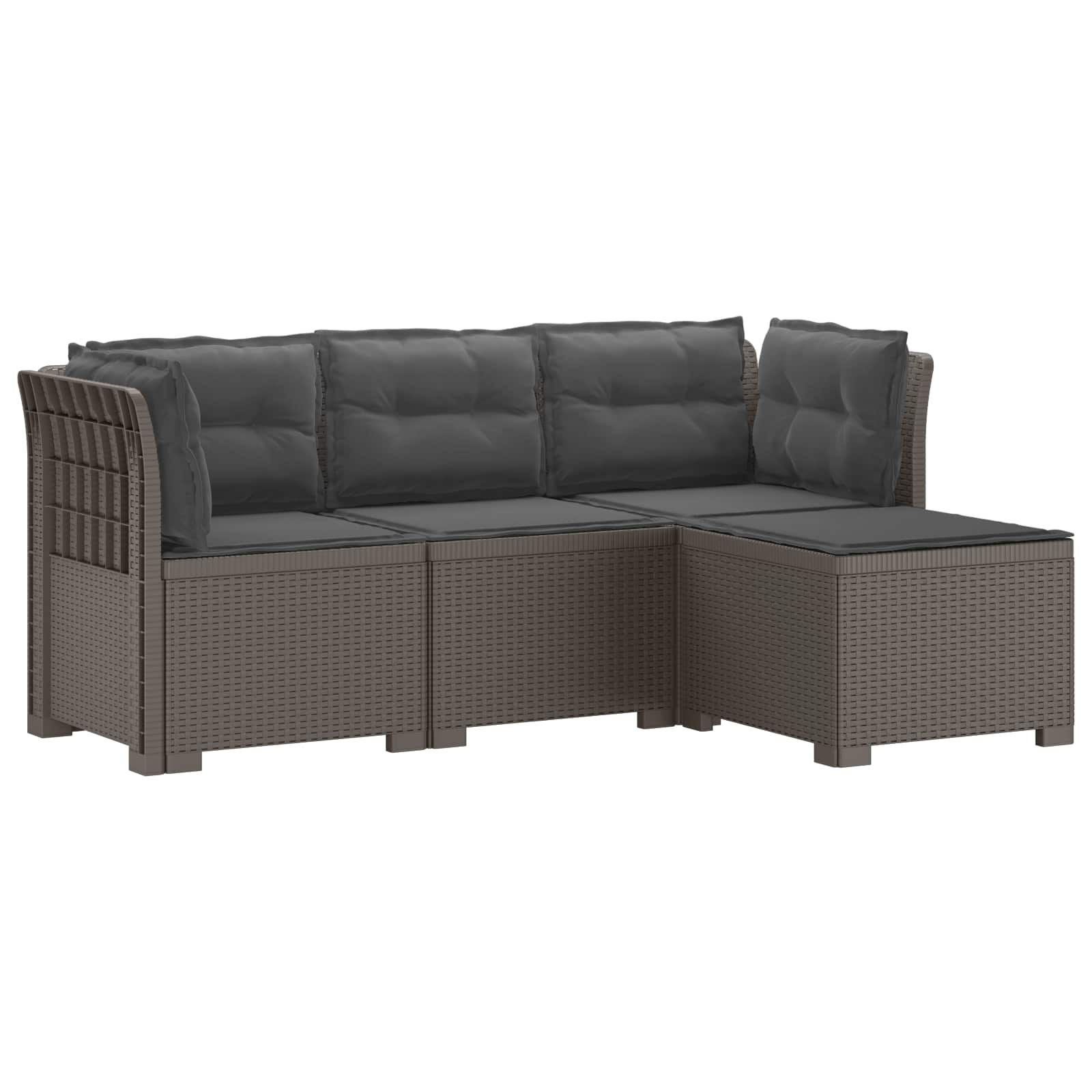 vidaXL Sofa ogrodowa dla 4 osób z poduszkami w stylu rattanowym PP