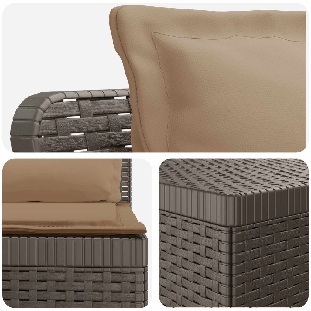 vidaXL Sofa ogrodowa dla 4 osób z poduszkami w stylu rattanowym PP