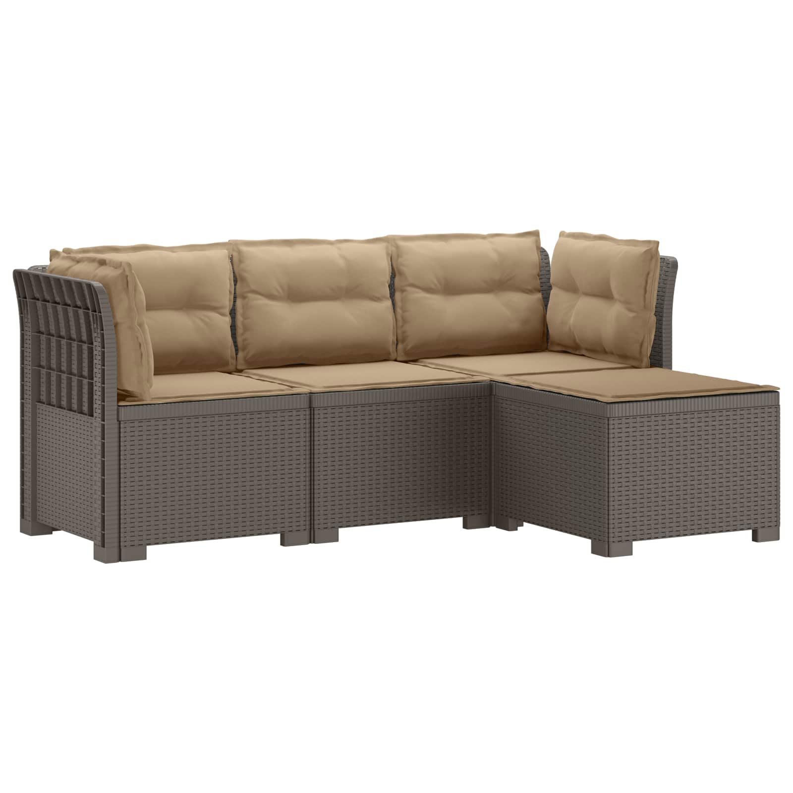 vidaXL Sofa ogrodowa dla 4 osób z poduszkami w stylu rattanowym PP
