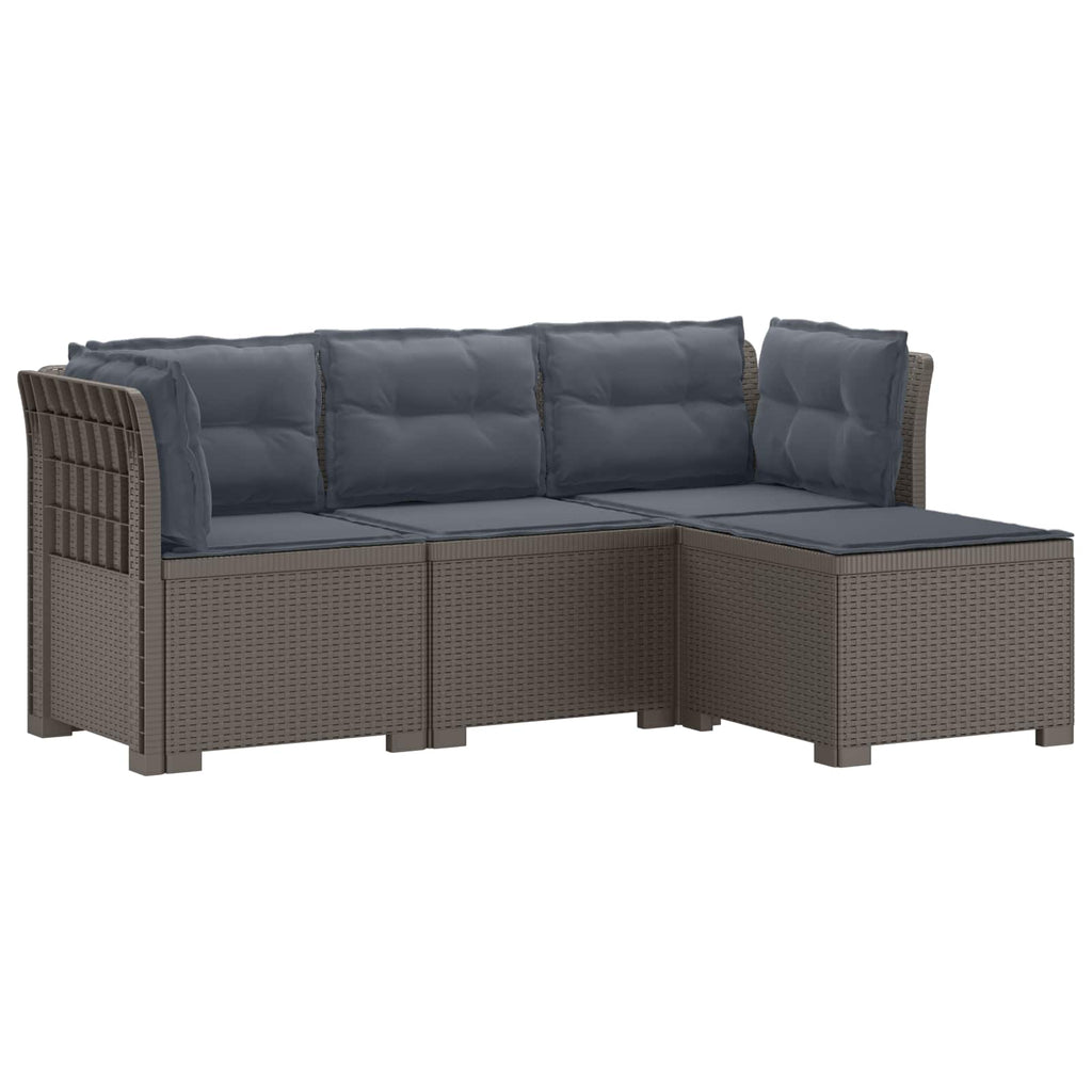 vidaXL Sofa ogrodowa dla 4 osób z poduszkami w stylu rattanowym PP
