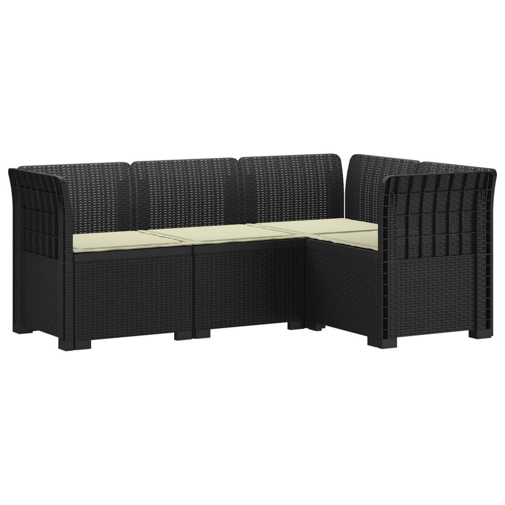 vidaXL Ogród Sofa 4-osobowa z poduszkami Wygląd Rattanu PP antracytowy