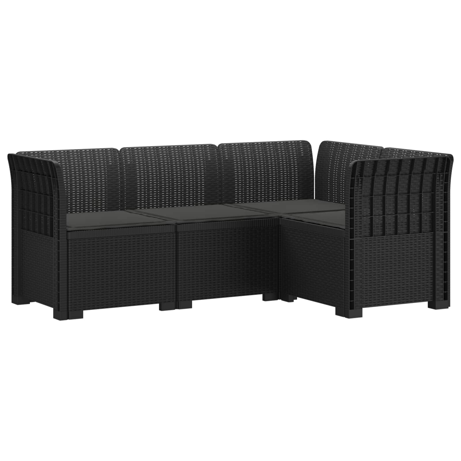 vidaXL Ogród Sofa 4-osobowa z poduszkami Wygląd Rattanu PP antracytowy