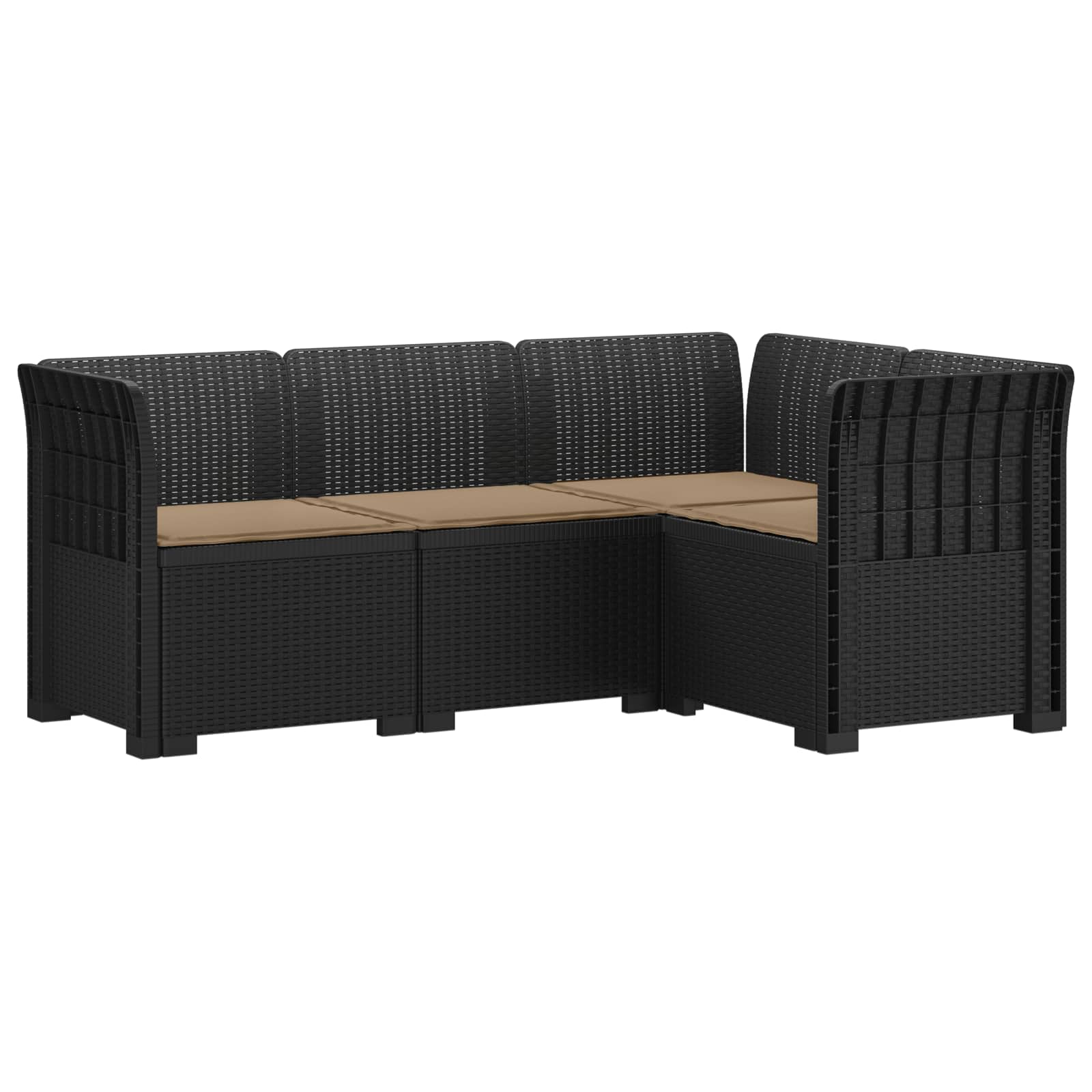 vidaXL Ogród Sofa 4-osobowa z poduszkami Wygląd Rattanu PP antracytowy