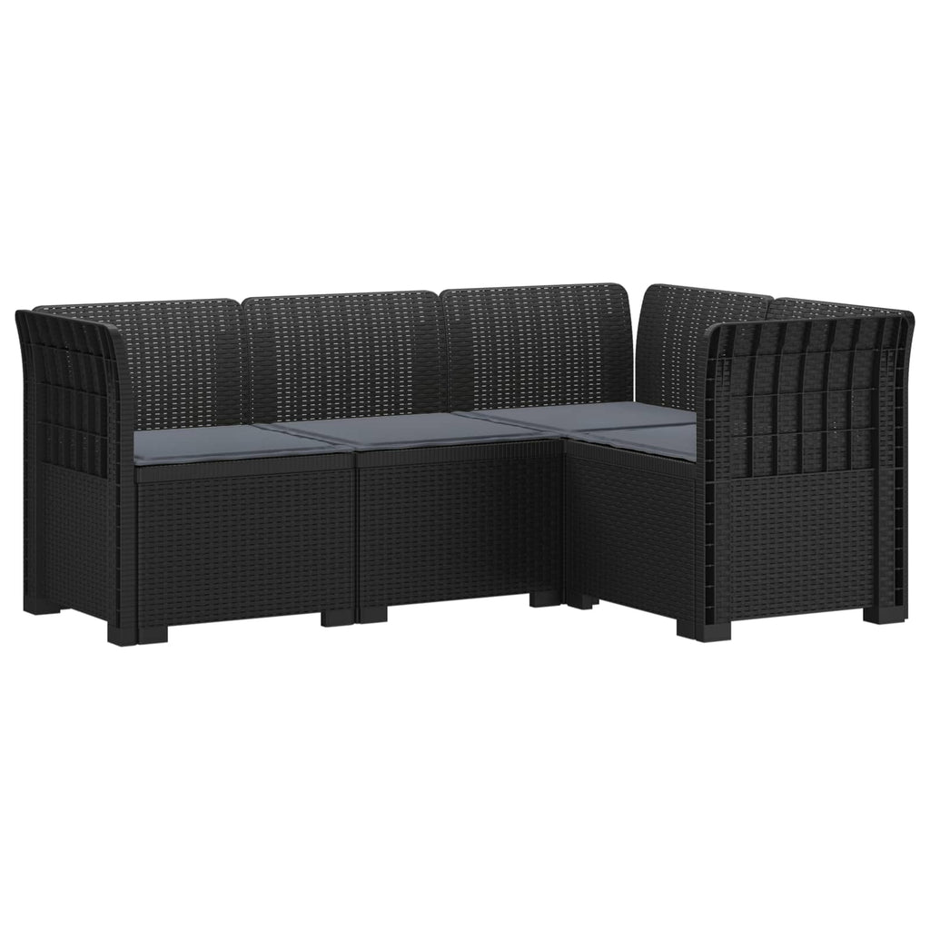 vidaXL Ogród Sofa 4-osobowa z poduszkami Wygląd Rattanu PP antracytowy