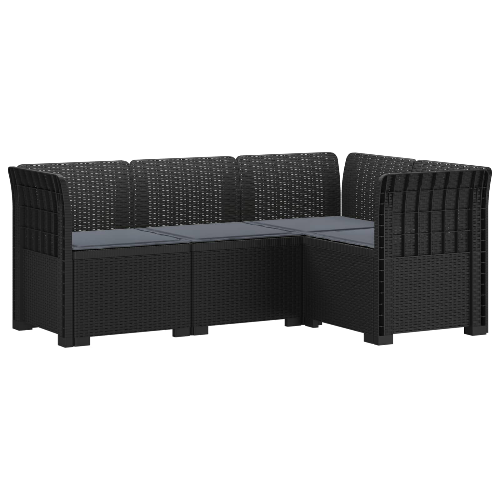 vidaXL Ogród Sofa 4-osobowa z poduszkami Wygląd Rattanu PP antracytowy
